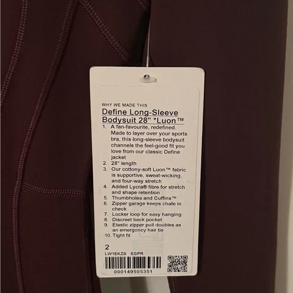 Lululemon Define Bodysuit | Size 2 | Espresso - Picture 3 of 6